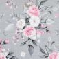 Preview: Baumwolljersey Theo - Blumen und Blüten / Rosen grau