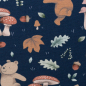 Preview: French Terry Baby Woods - Teddybär + Pilze + Blätter - Teddy Brumm