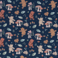 Preview: French Terry Baby Woods - Teddybär + Pilze + Blätter - Teddy Brumm
