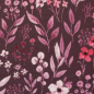 Preview: Modal French Terry Autumn Flowers by Christiane Zielinski - Blüten und Blätter auf bordeaux