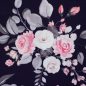 Preview: Baumwoll Popeline Rose mit Rosen auf navy