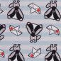 Preview: Baumwolljersey Lovely Favs by Cherry Picking mit Dachs und Papierschiff auf Streifen
