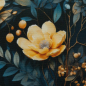 Preview: Oxford Flowing Bloom by Sarah Mariam - Outdoorstoff mit Blüten in gelb auf petrol