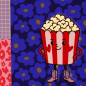 Preview: Cherry Picking Bag - DIY Canvas Panel für 2 Beutel mit Popcorn und Frau mit "Stinkefinger"