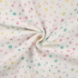 Preview: Musselin Bambino Digitalprint bunte Punkte auf weiß