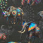 Preview: French Terry dark Animals - Tiere auf schwarz mit bunten Details