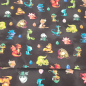 Preview: Baumwolljersey mit bunten Drachen auf dunkelgrau