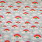 Preview: Baumwoll Webware Kim - Regenbogen und Wolken auf hellblau - Rest 0,5 m
