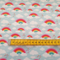 Preview: Baumwoll Webware Kim - Regenbogen und Wolken auf hellblau - Rest 0,5 m