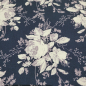 Preview: Baumwoll Stretch Rosen blau - weiß