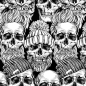 Preview: Baumwoll - Popeline Totenköpfe mit Bart und Mütze