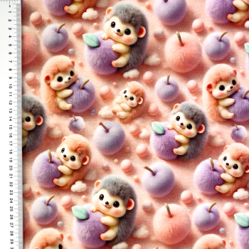 Baumwolljersey Glittery Hedgehogs - süße Igel mit Äpfeln