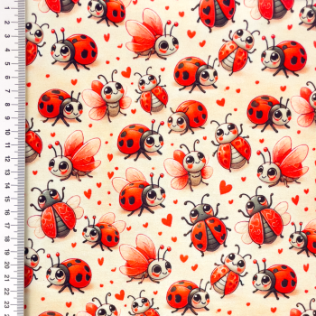 Baumwolljersey Lovebugs - Glückskäfer - Marienkäfer - Rest 0,95 m