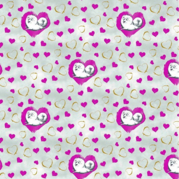 Preview: Baumwoll - Popeline Pets -  Gidget - grau + Herzen