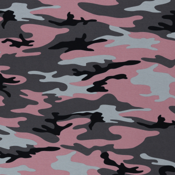 Baumwolljersey Camouflage rosa - grau