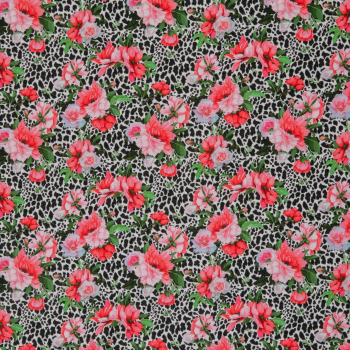 Preview: Baumwolljersey Matti - Leo - Muster mit Blüten + Rosen