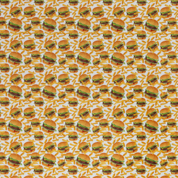 Preview: Baumwoll - Popeline  Kim - Hamburger + Pommer