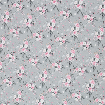 Baumwolljersey Theo - Blumen und Blüten / Rosen grau