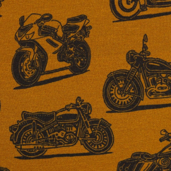 Baumwolljersey Theo - Motorräder senf