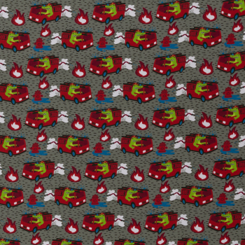 Preview: Baumwolljersey Krokowehr by Käselotti - Feuerwehr + Krokodil