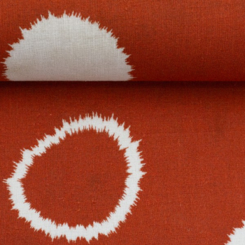 Preview: Viskose - Leinen - Mix mit Kreisen auf terracotta