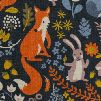 French Terry Dwellers by Käselotti - Waldtiere - Fuchs, Bär, Hase und Vögel