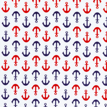 Baumwoll Webware Kiel - Anker rot + blau