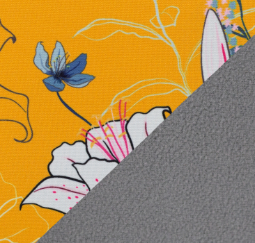 Softshell Fiete - große Blüten - Lilien auf gelb