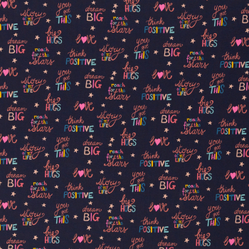 Baumwolljersey Good Vibes by Jolijou - Think positiv - dream big - Big Hugs