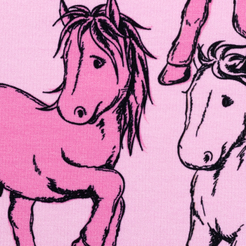 Preview: Free Horses by Steinbeck - French Terry mit Pferden auf rosa