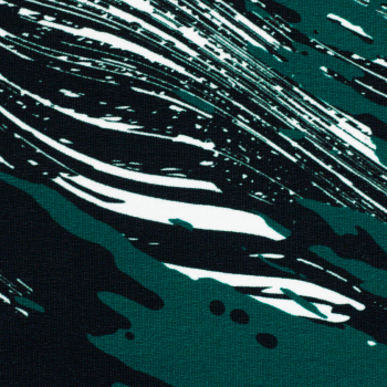 Preview: French Terry Sandro - Abstrakt - Muster grün / schwarz / weiß