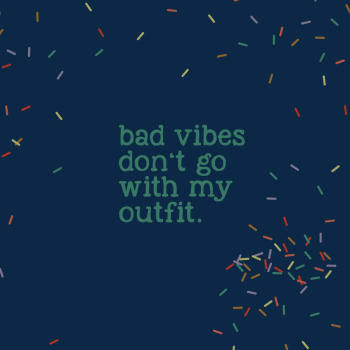 Baumwolljersey Panel Choose Happy by Käselotti - "Bad vibes don´t go with my outfit" + Konfetti
