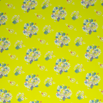 Viskose Webware - Tropical Bouquet by Jolijou - Blumen - Bouquet auf knalligem gelb