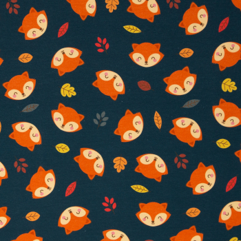 French Terry - Tomke mit Fuchs auf petrol