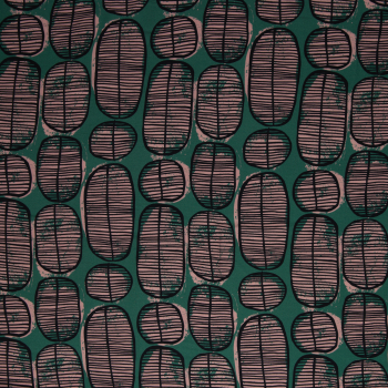 Viskose Webware - Black Leaf by Käselotti - Blätter in rosa auf grün