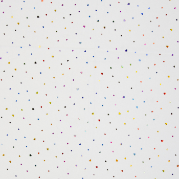 Preview: Tüll - Ballerinatüll - Softtüll Hearts - Glitzer- Herzen auf weiß