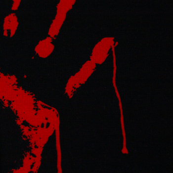 Preview: French Terry - Halloween mit roter Hand auf schwarz - Blut - Hände