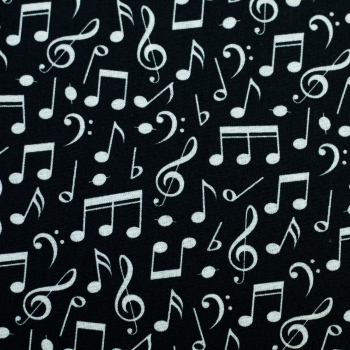 Baumwoll Webware Tim - Noten auf schwarz