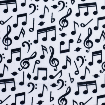 Baumwoll Webware Tim - Noten auf weiß