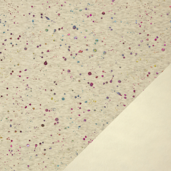Preview: Alpenfleece bunte Glitzer Tropfen auf ecru meliert