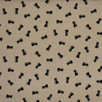 Preview: Dekostoff Balingen mit kleinen Katzen in schwarz