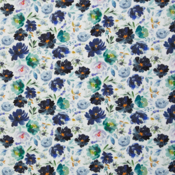 Preview: Musselin Thea - blaue Blüten