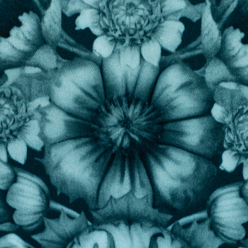 Preview: Viskose Webware  Victorian Damask Tint by Bienvenido Colorido mit Blüten in blau