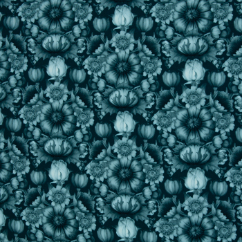 Viskose Webware  Victorian Damask Tint by Bienvenido Colorido mit Blüten in blau