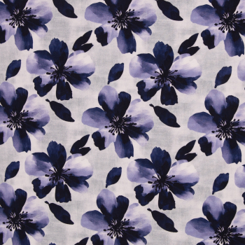 French Terry Judith mit  großen Blüten in blau