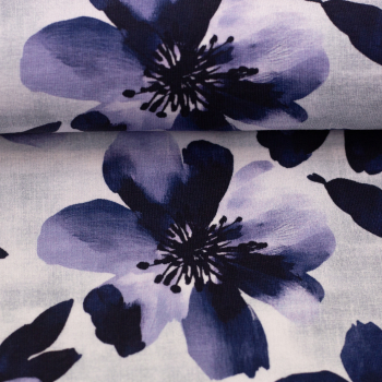 French Terry Judith mit  großen Blüten in blau