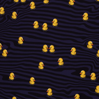 French Terry What the Duck by Thorsten Berger - kleine Enten auf blau