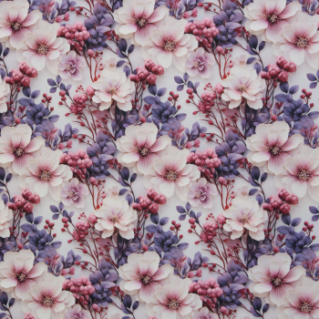 Preview: Oxford Flowing Bloom by Sarah Mariam - Outdoorstoff mit weißen Blüten und blau - rosa