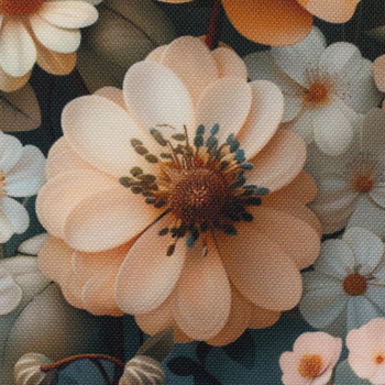Preview: Oxford Flowing Bloom by Sarah Mariam - Outdoorstoff mit Blüten in apricot-petrol