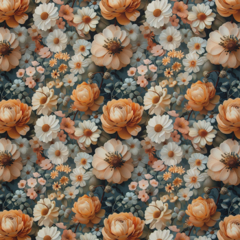 Oxford Flowing Bloom by Sarah Mariam - Outdoorstoff mit Blüten in apricot-petrol